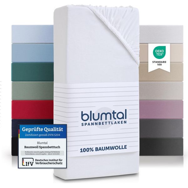 Blumtal Basics Lenzuolo Per Topper 90X190 Cm In Jersey - Lenzuolo Per Letto 90X190 Cm In 100% Cotone - Lenzuolo Per Topper 90X190 Cm - Lenzuolo Per Letto - Bianco-image