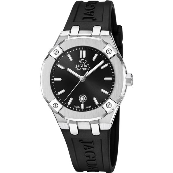 Jaguar J1017/2 Diplomatic Orologio Da Donna In Silicone Data Nero-image