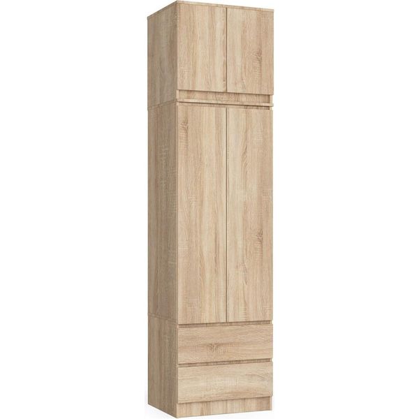 Akord Armadio Con Sovrastruttura 2 Ante 2 Cassetti Rovere Sonoma 60X51X234 Cm-image
