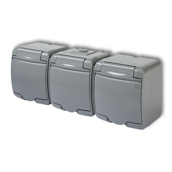 Presa Tripla Junior Con Messa A Terra 3X(2P+Z) Grigio-image