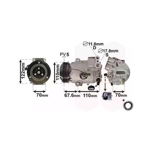 Van Wezel Compressore Aria Condizionata 3700K606 Per Opel Insignia Caravan Astra J Insignia-image