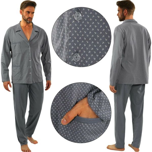 Sesto Senso - Pigiama - Blu Navy - Maniche Lunghe - 100% Cotone-image