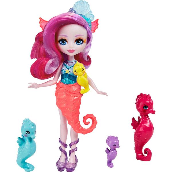 Bambola Royal Enchantimals Sedda Seahorse (Circa 15 Cm) Con 4 Figure Di Animali-image