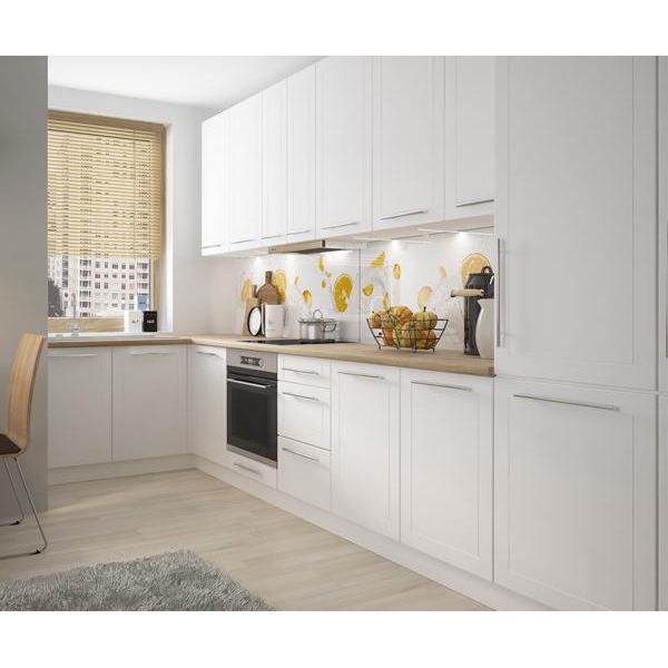 Mobile Cucina A L Kvantum Cucina Componibile 146X365Cm Frontali Bianchi Mdf Opaco Estensione Parziale-image