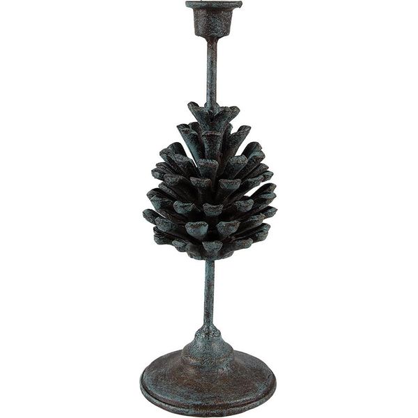 Clayre & Eef Portacandele Pigna 27 Cm Ferro Verde-image