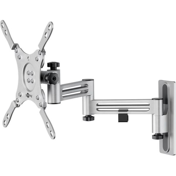 Goobay 71989 Supporto Da Parete Per Tv Caravan Fullmotion (M), Argento - Supporto Per Televisori Da 13 A 43 Pollici (33 - 109 Cm), Max. 15 Kg, Full-Motion: Orientabile, Inclinabile, Fino A 3-image