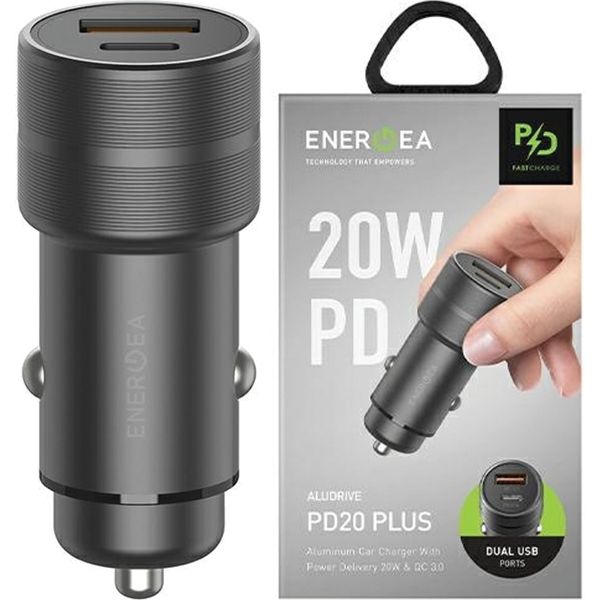 Ricarica Di Energea. Da Solo. 1Xusb+1Xusb-C Pd-Qc 3.0 38W Grigio/Rosso Alluminio Pd20+ Unità-image