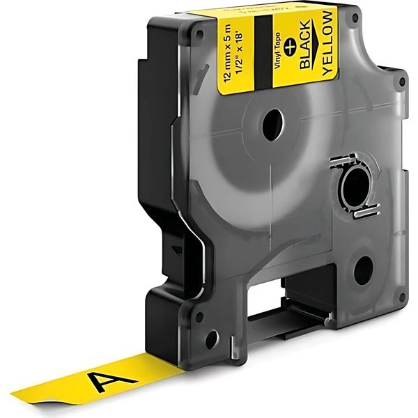 Nastro Compatibile Dymo 18432 Rhino - Nylon - 12 Mm X 5,5 M - Stampa Nera/Supporto Giallo KP36488-image