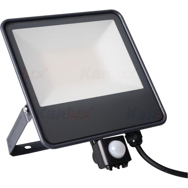 Faretto Led Kanlux IQ-LED FL-50W Nw Se IP44 50W 6000Lm 4000K Nero Con Sensore Di Movimento-image