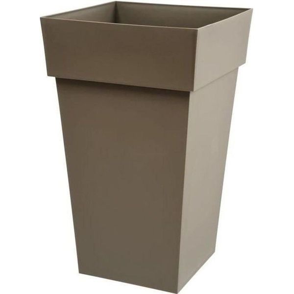 Vaso Per Piante Eda Tuscan Taupe Squared In Polipropilene (39 X 39 X 65 Cm)-image
