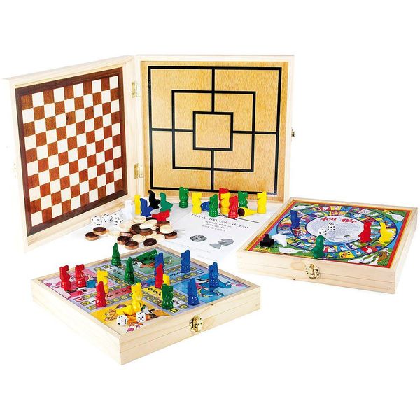 Jeujura Scatola Di Legno 100 Giochi Da Tavolo Tradizionali-image