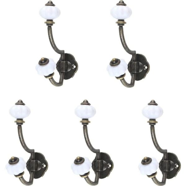 Ganci Per Cappotti In Ceramica Bronzo Retrò, 5 Pezzi Ganci Da Parete In Stile Pastorale Ganci Per Cappelli Ganci Per Porte-image