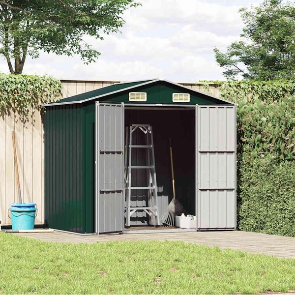 Vidaxl Casetta Da Giardino Verde 205X129X183 Cm Acciaio Zincato-image