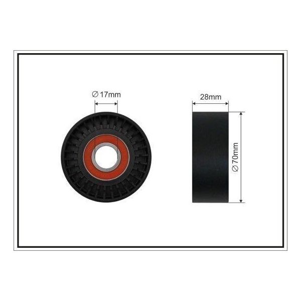 Caffaro 386-00 Rullo Tenditore Cinghia Trapezoidale Dentata 70 Mm Per Audi A3 Hatchback (8P1) Per Bmw 3 Touring (E91) 3 Berlina (E90) 1 Hatchback (E87) 5 Touring-image