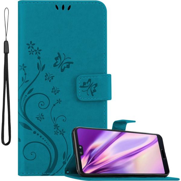 Cadorabo Cover Per Huawei P20 Cover Protettiva In Blu Cover Protettiva Cover Per Telefono Cellulare Cover Fiori Custodia Fiore-image
