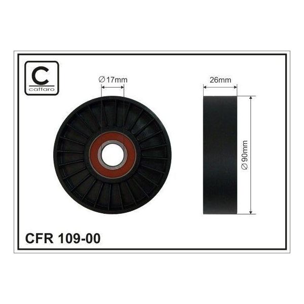 Caffaro 109-00 Puleggia Tenditore Cinghia A V 90Mm Per Chrysler Voyager Iv (Rg, Rs) Per Dodge Caravan (Rg) Per Plymouth Voyager / Grand Voyager-image