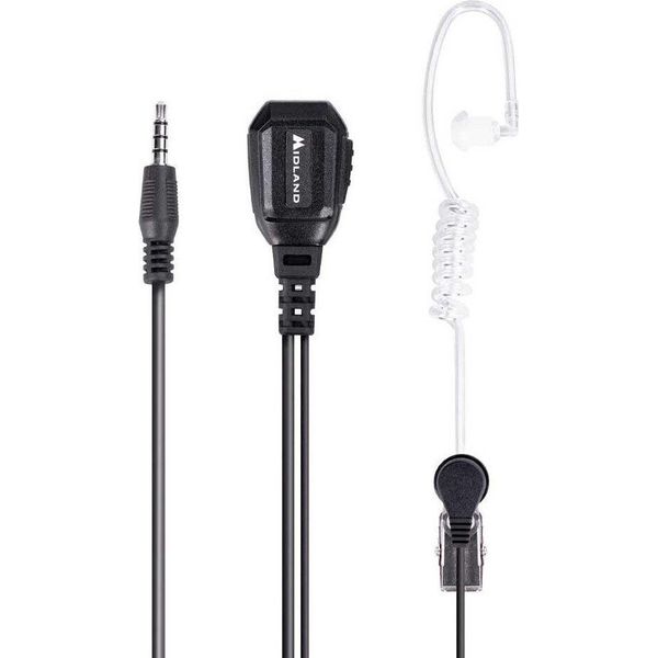 Auricolare Professionale Midland MA31 777 Pro Con Auricolare Trasparente Pneumatico """Invisibile"""", Microfono Da Bavero E Cavo Spiralato, Presa 1 Pin Per Midland 777 Pro, Funzione Vox/Ptt"-image