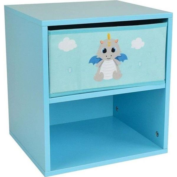 Comodino Fun House, Mdf, Blu, 36X33X30Cm-image