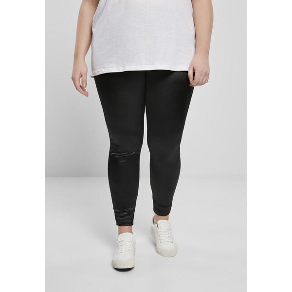 DáMské Leginy Urban Classics Donna Leggings Lucidi A Vita Alta Nero - 5XL-image