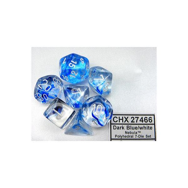 Chessex - Nebula - Set Di 7 Dadi - Blu Scuro/Bianco-image