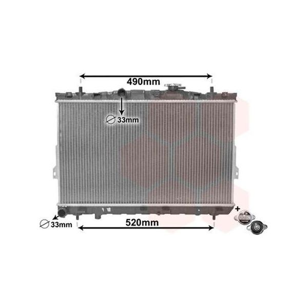 Van Wezel 82002104 Radiatore Acqua Radiatore Motore Per Hyundai Coupe (Gk) Elantra Notchback (Xd) Elantra (Xd)-image