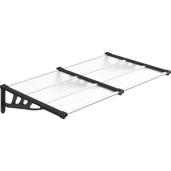 Vidaxl Tettoia Per Porta Nera E Trasparente 152,5X90 Cm In Policarbonato-image