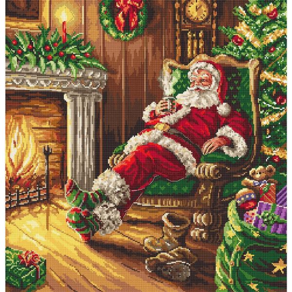 Set Per Punto Croce Letistitch "Babbo Natale Che Riposa"", Schema Contato, 40X38,5Cm"-image