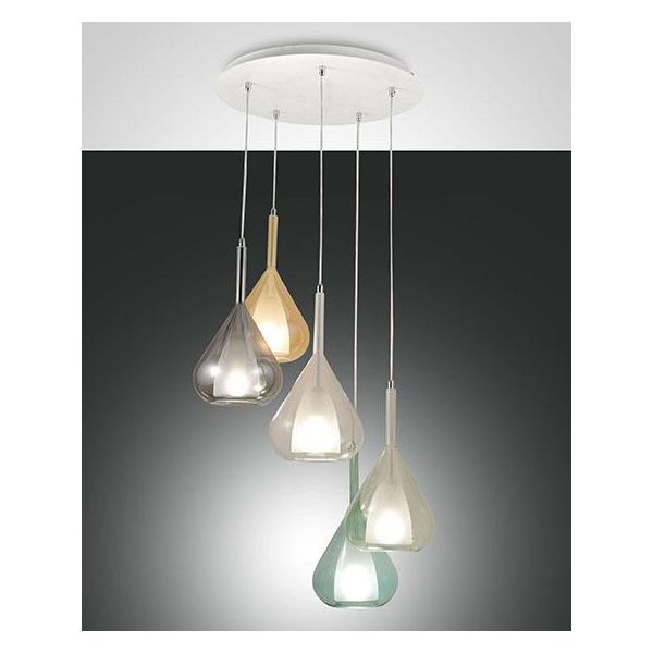 Lampadario A Sospensione Lila A Led In Metallo E Vetro Borosilicato 3481-49-362 Fabas Luce-image