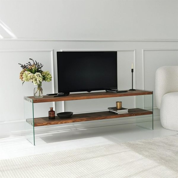 Skye Decor, Aqua Tv - Chesnut, Mobili Tv, Naturale, Vetro, 140 X 45 X 35 Cm-image