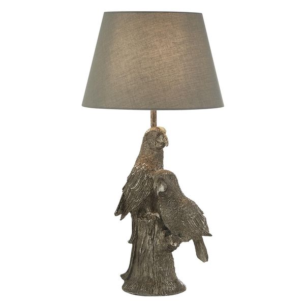 Lampada Da Tavolo Parrot Con Paralume In Tessuto Grigio-Argento-image