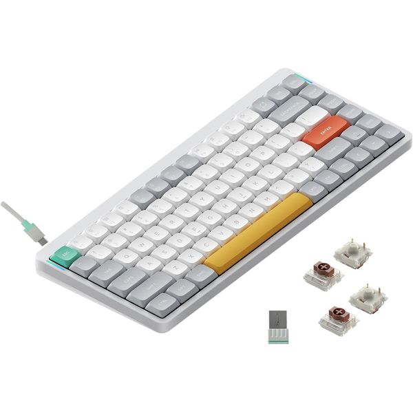Nuphy Air75 V2 Tastiera Meccanica Sottile Senza Fili, Led Rgb, Qwerty Us, Bianco Ionico, Interruttore Marrone-image