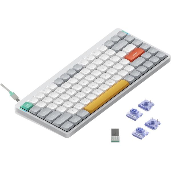 Tastiera Meccanica Sottile Senza Fili Nuphy Air75 V2, Led Rgb, Qwerty Us, Bianco Ionico, Interruttore Wisteria-image