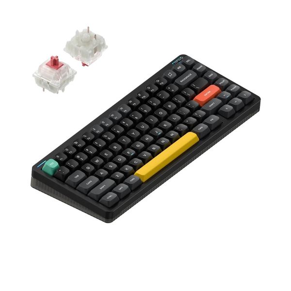 Tastiera Meccanica Senza Fili Nuphy Halo75 V2, Qwerty Usa, Bluetooth 5.1 / 2,4 Ghz, Interruttore Trasparente Rosso Silenzioso Nero Ossidiana-image
