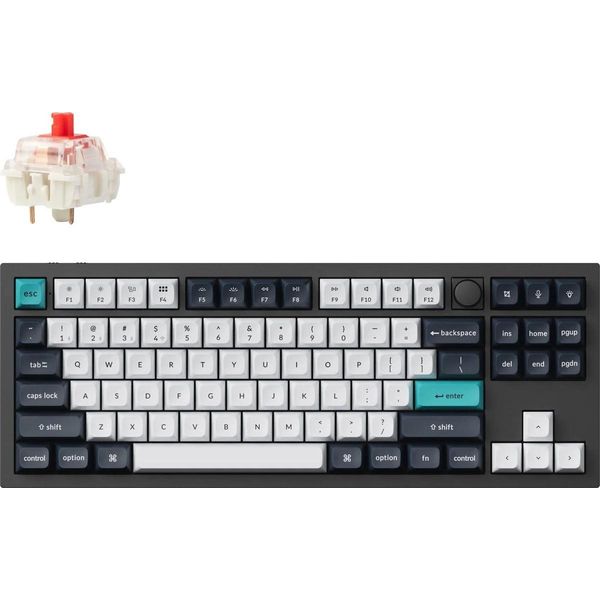 Tastiera Meccanica Senza Fili Keychron Q3 Max Qmk/Via, Qwerty Us, Manopola, Nero Carbone / Rosso Gateron Jupiter Q3M-M1-image