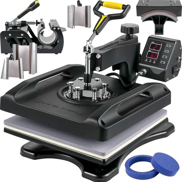 Pressa Termica Da 1200 W Per Magliette 8 In 1 - Nero - 38X38 Cm - Pressa Di Trasferimento Per Lettere, Numeri E Motivi.-image