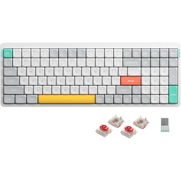 Nuphy Air96 V2 Tastiera Meccanica Sottile Senza Fili, Qwerty Usa, Interruttore Bianco Ionico Rosso-image