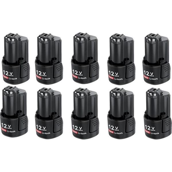 Batteria Agli Ioni Di Litio Da 12 V, Ricaricabile, Capacità 3000 Mah, Compatibile Con I Modelli Bosch, 10 Pezzi-image