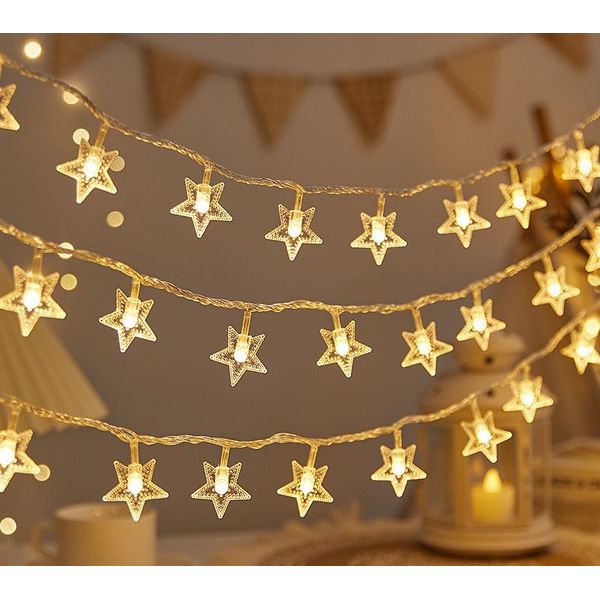 Luci Di Fata, 3M 20 Led Alimentato A Batteria Luci Di Fata, Decorazione Lampo Per San Valentino Natale Matrimonio Compleanno Festa, Stelle-image