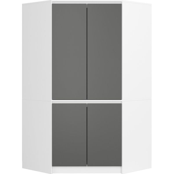 Akord Armadio Angolare 4 Ante Bianco/Grigio 100X50X180 Cm-image