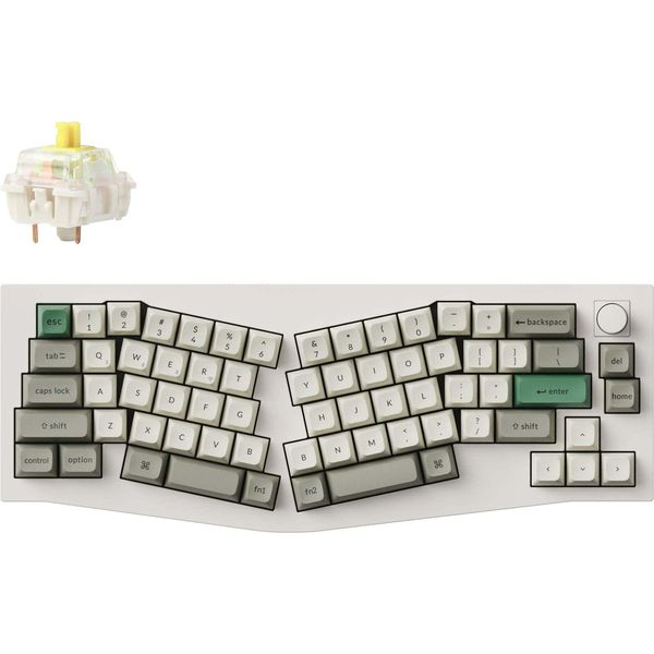 Tastiera Meccanica Senza Fili Keychron Q8 Max Qmk/Via, Hot-Swap, Rgb, Qwerty Us, Manopola, Guscio Bianco, Gateron Jupiter Banana - Q8M-P4-image