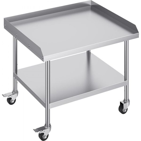 Tavolo Da Lavoro In Acciaio Inox - Tavolo Da Preparazione 762X914 Mm - Tavolo Mobile Commerciale Per La Ristorazione - Postazione Di Lavoro In Cucina Di Alta Qualità - Uso Versatile-image