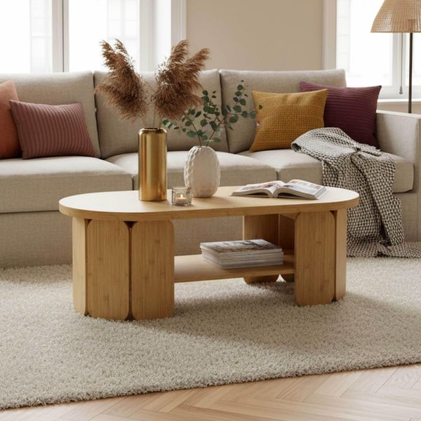 Tavolino In Mdf Con Effetto Melaminico Legno Beige - Oviala Molly-image