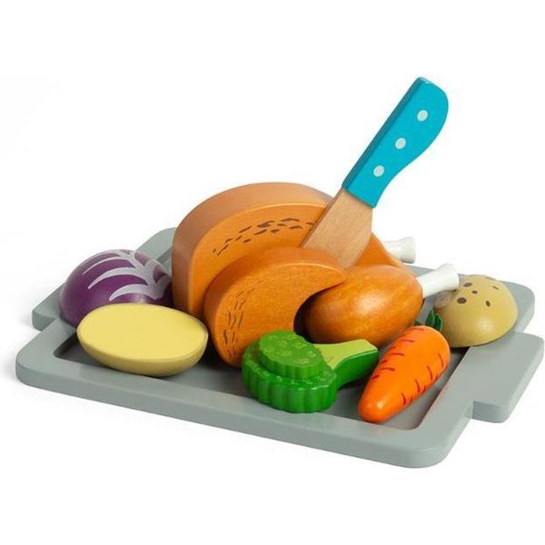 Bigjigs Set Da Gioco In Legno Per La Cena Arrosto, 12Dlg.-image