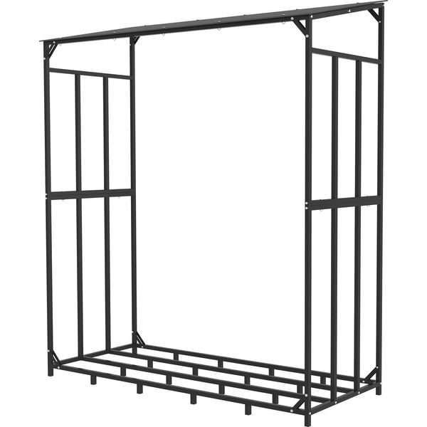 Scaffale In Legno Per Impieghi Gravosi, Capacità Di Carico Di 300 Kg, Struttura In Metallo Resistente, Nero-image