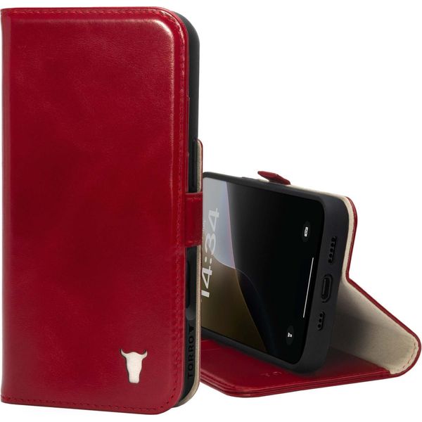 Custodia In Pelle Torro Per Iphone 16 (Con Funzione Stand E Ricarica Magsafe) - Rosso-image
