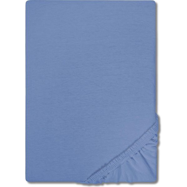 Cloudcomfort Basic Lenzuolo Matrimoniale In Jersey Elasticizzato Blu 180 X 200 - 200 X 200 Cm-image