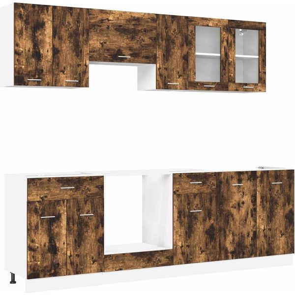 Syfax™ Set Di Mobili Da Cucina Con Cassetto Lyon 8 Pcs Rovere Fumo-image