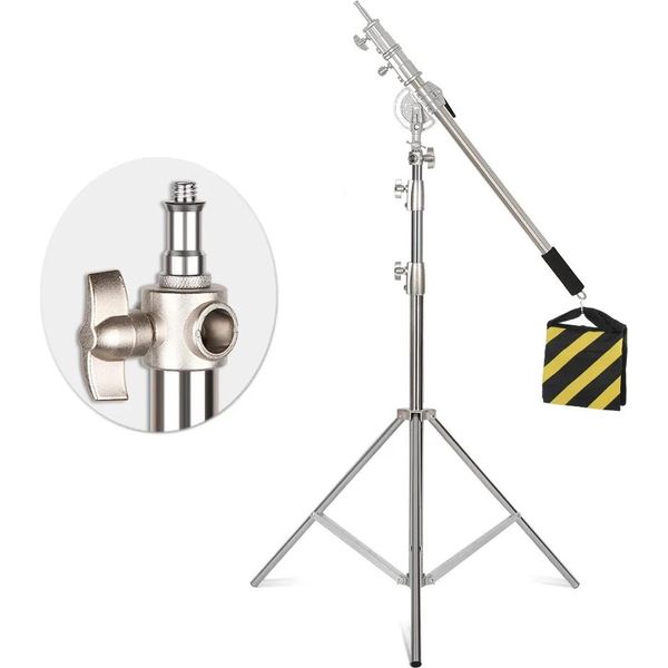 Treppiede Da Studio Fotografico In Acciaio Inox, Altezza Regolabile 106-249 Cm, Design Leggero, Kit In Acciaio Inox-image