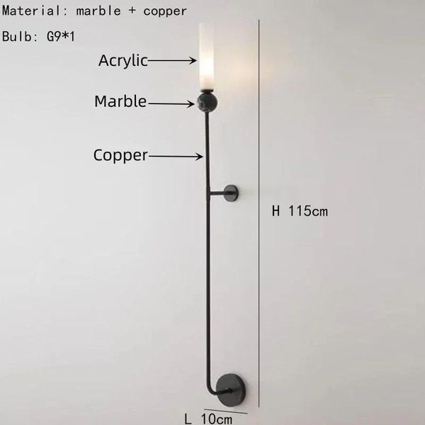 Applique, Stile Moderno, Lampadina Led, Materiale Rame, Luce Calda, Stile C-Nero-image
