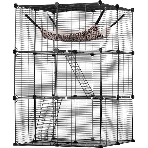 Gabbia Per Gatti A 3 Livelli Recinto Per Gatti Gabbia In Filo Metallico 711X711X1041 Mm-image